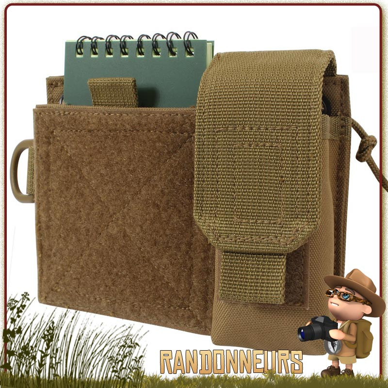 Pochette Tactique Administrative Molle Coyote Rothco rangements avec sangle de serrage et pochette scratch. Fixation MOLLE