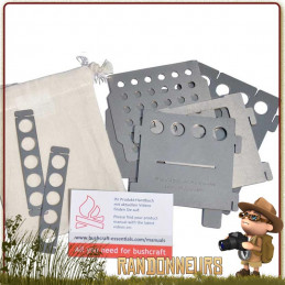 Réchaud bois BushBox de Bushcraft Essentials, réchaud titane ultra léger, multi combustibles (160 g) ultra compact