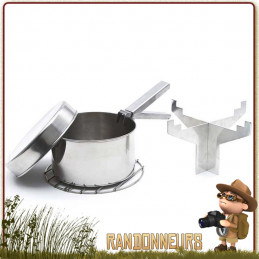 Set Cuisson LARGE Kelly Kettle acier inox pour bouilloire réchaud bois Kelly Kettle, pot, poêle, grill set vaisselle bushcraft