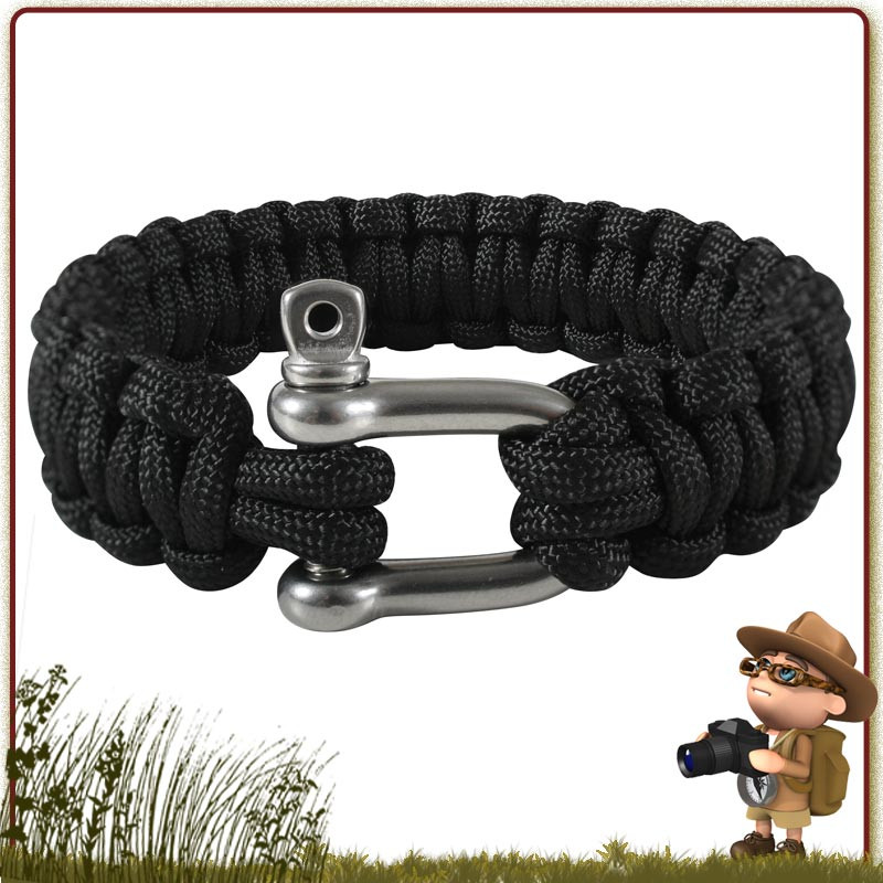 Bracelet survie Paracorde 300 cm avec manille