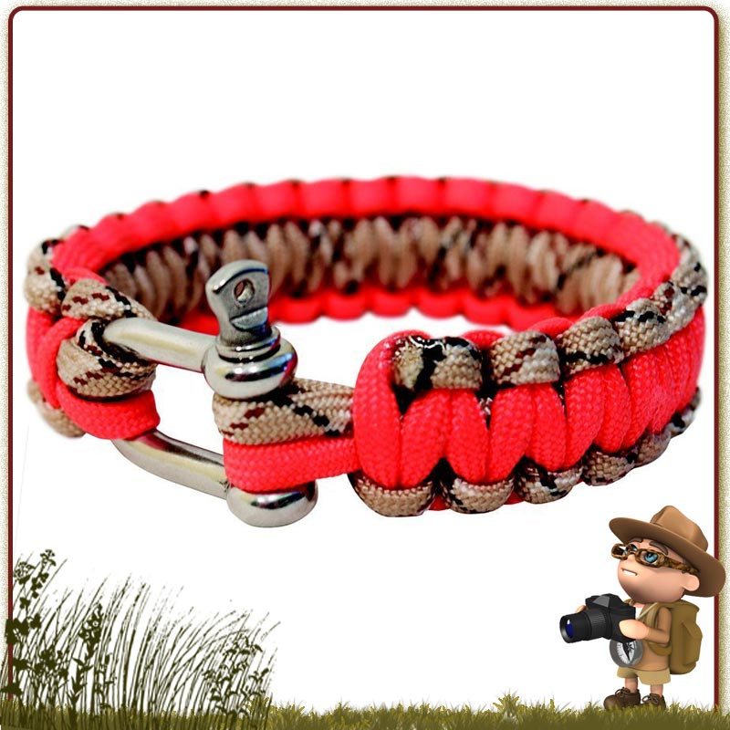 Bracelet survie Paracorde 300 cm avec manille