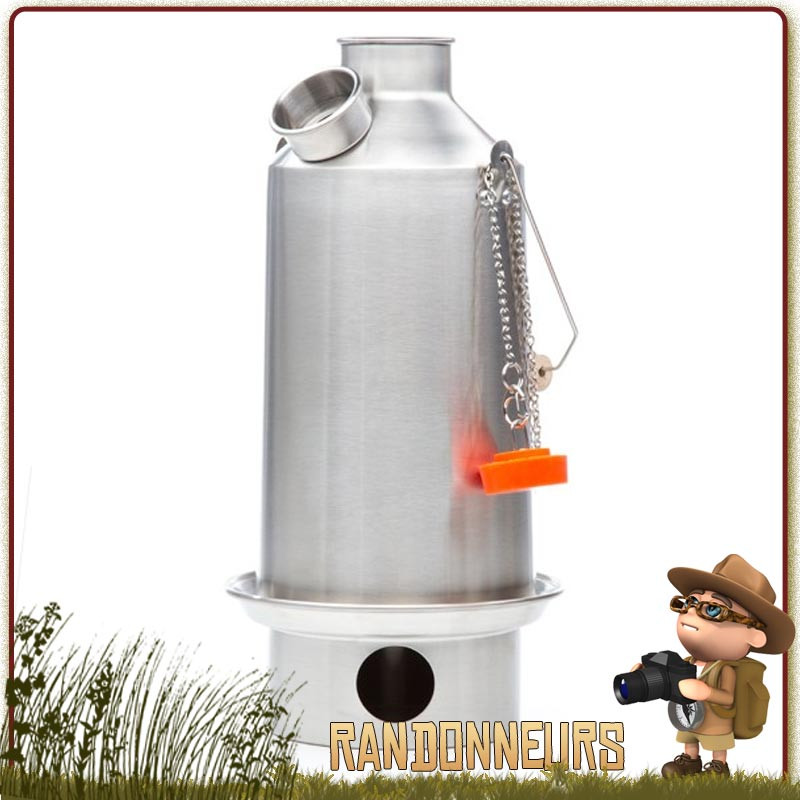 Bouilloire Réchaud Bois Bushcraft, BaseCamp Kettle Aluminium de 1.6 Litres KellyKettle pour bouillir de l'eau en bivouac