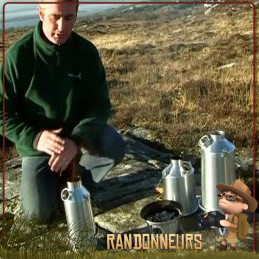 Bouilloire Réchaud Bois Bushcraft, BaseCamp Kettle Aluminium de 1.6 Litres KellyKettle pour bouillir de l'eau en bivouac