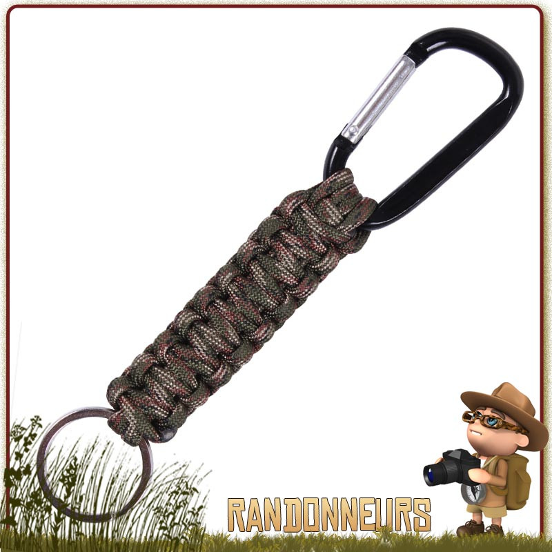 Porte Clé Paracorde avec Mousqueton Camo survie militaire Rothco