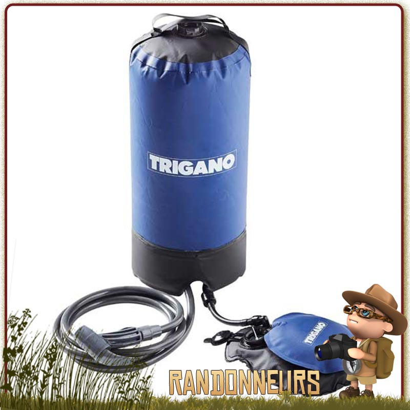 Douche Pressurisée Solaire Trigano portable de volume 11 Litres Pratique au camping, à la plage