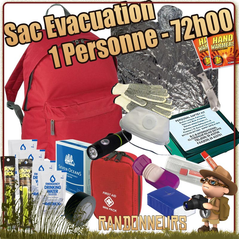 kit d\'evacuation de survie catastrophe pour les urgences catastrophe naturelle, guerre civile