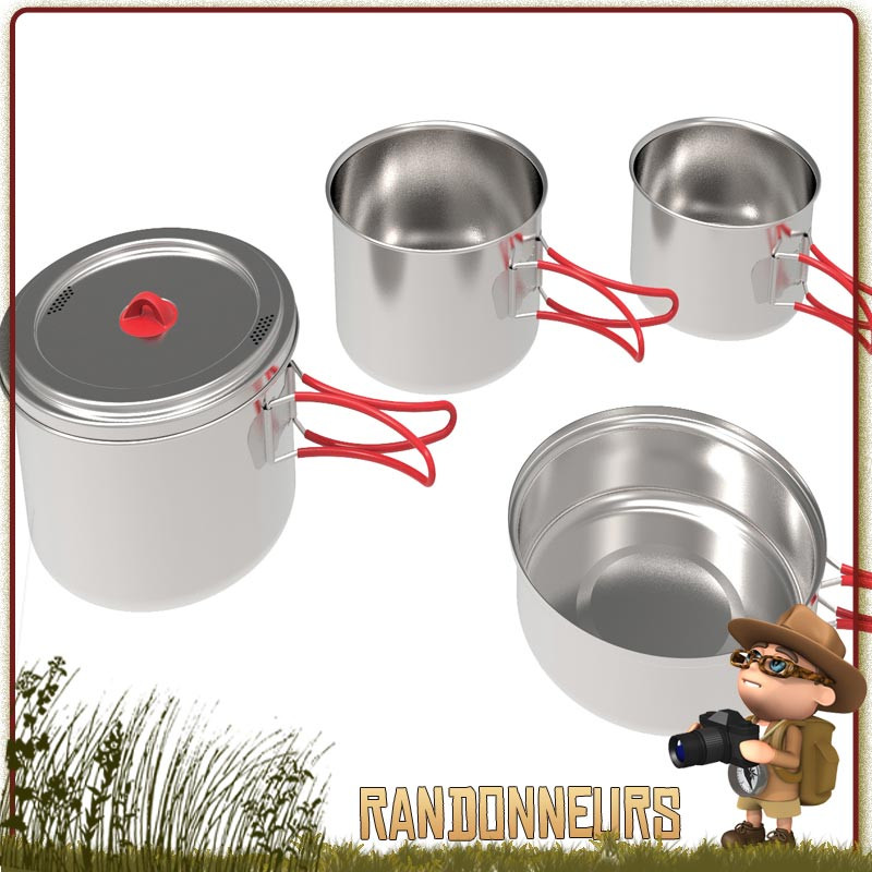 Set Popote Familiale Inox Coghlans de camping bivouac bushcraft