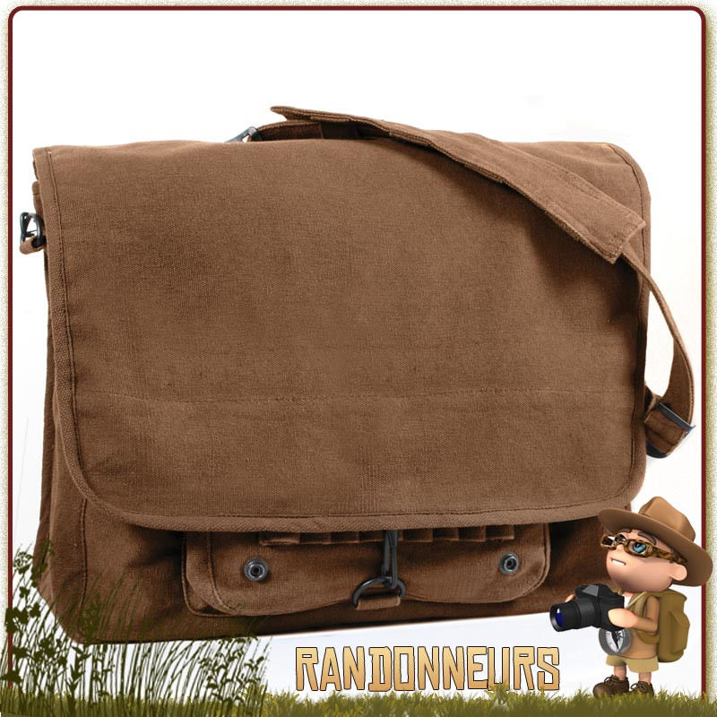 sac vintage coton canvas bandouliere randonnee bushcraft