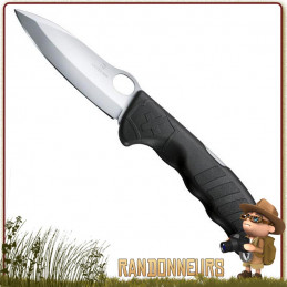 Couteau Victorinox Hunter Pro M One Hand Noir, couteau pliant des forces armées militaire avec etui cuir kaki