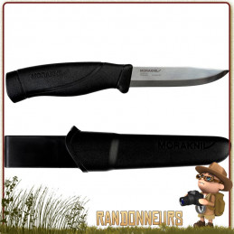 Couteau Mora Companion HD Black lame inox 12C27 robuste idéale pour le bushcraft survie