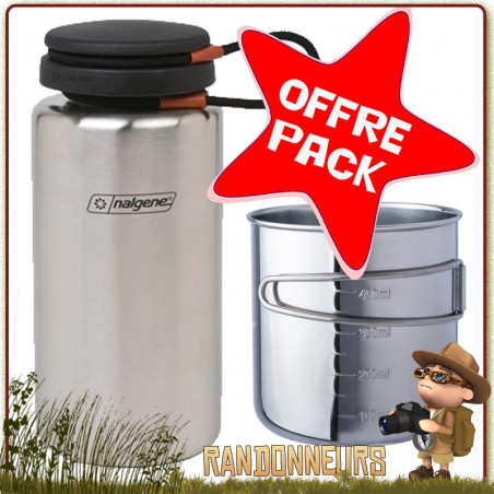 Set Gourde Nalgene Inox STANDARD avec Quart