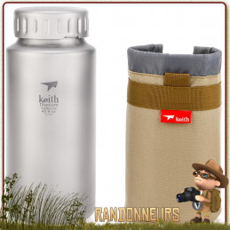 gourde bushcraft survie en titane keith 1.2 litres large ouverture randonnee ultra legere