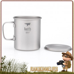 Tasse randonnee legere Titane avec poignée 45 cl KEITH