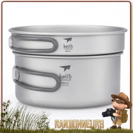 Popote Titane 125 cl Pot avec poele Keith bivouac leger