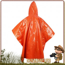 Poncho Isotherme de Survie ORANGE ultra léger pour randonner en montagne