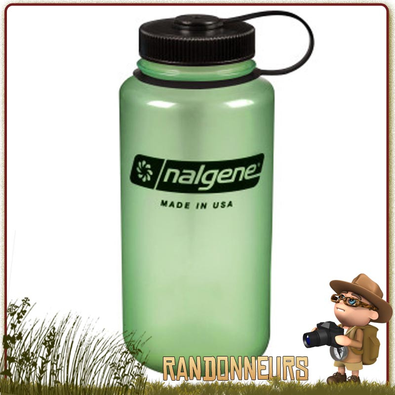 Gourde type américaine transparente (~ 1 litre). Equipement randonnée et  bivouac 