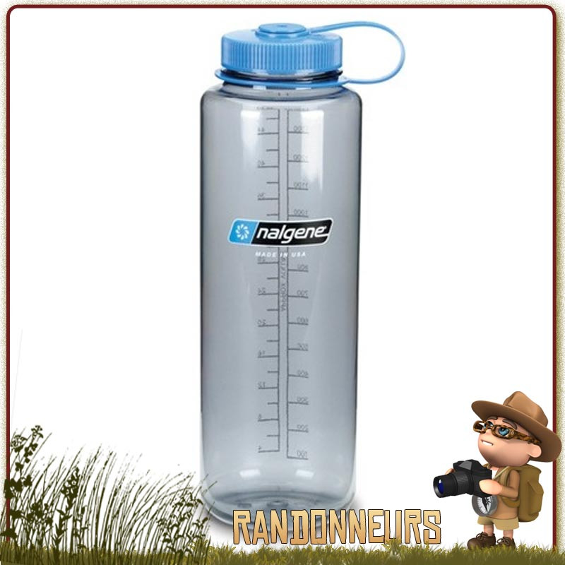 Gourde type américaine transparente (~ 1 litre). Equipement randonnée et  bivouac 