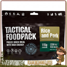 sachet repas lyophilisé randonnee survie Porc Sauce Tomate et Riz Tactical Foodpack