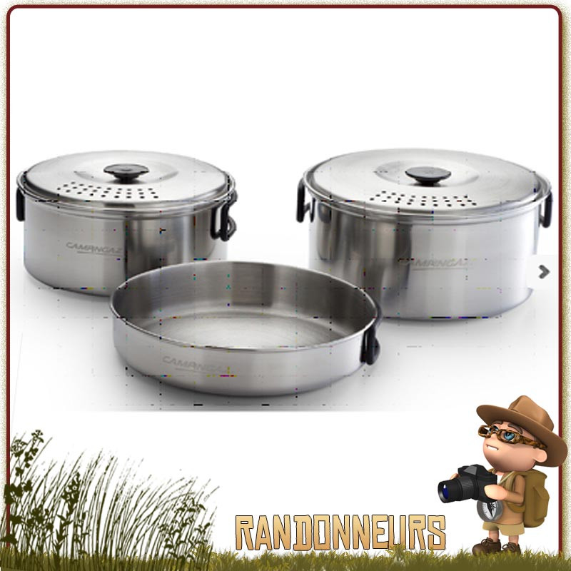 Popote Inox Familiale Campingaz avec pots, couvercles et poele