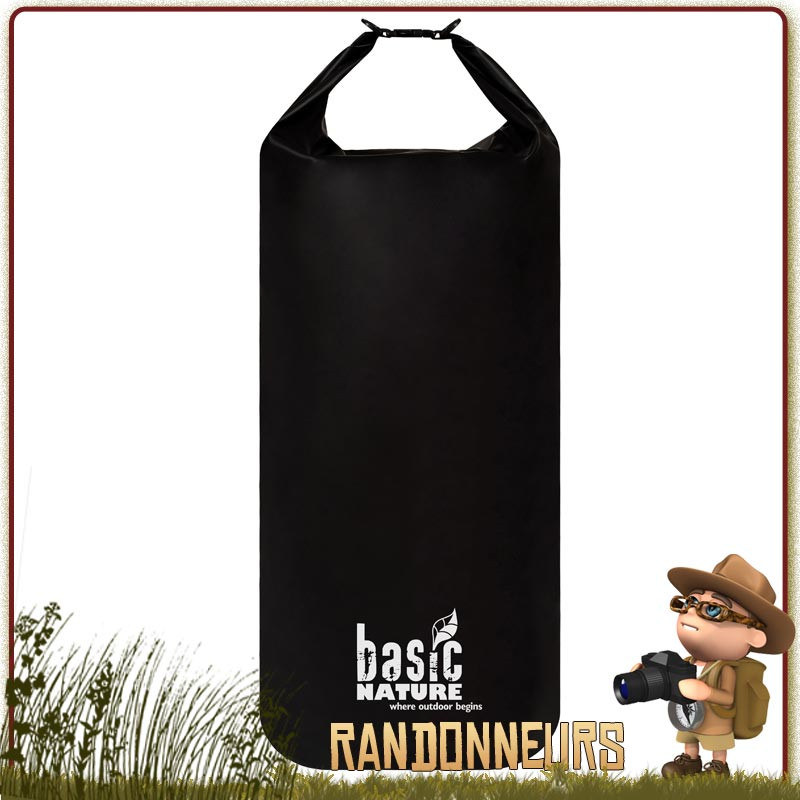 Sac Etanche PVC Packsack 80L Noir Basic Nature grande taille robuste