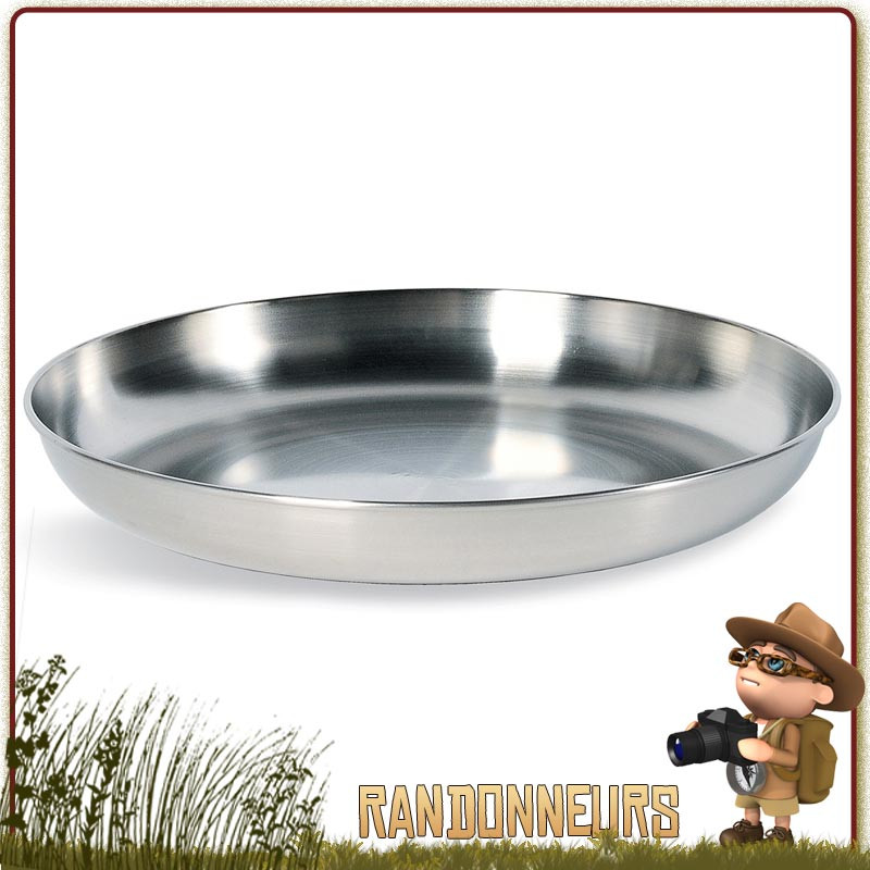 Assiette camping acier Inox 23 cm TATONKA type bushcraft de qualité