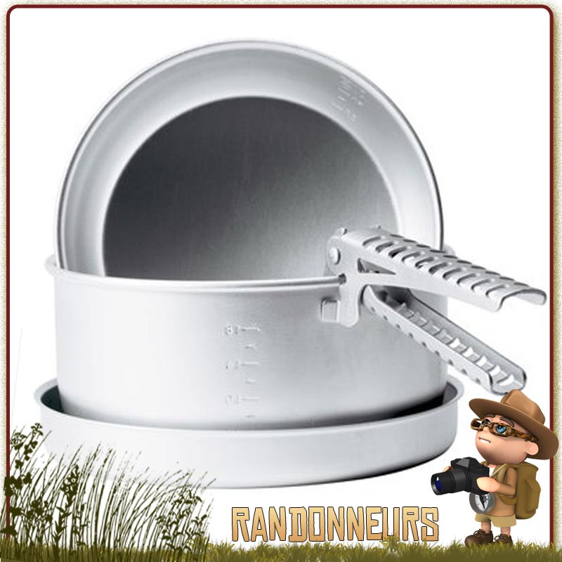 Kit De Cuisine Militaire 4 Pièces Aluminium - Cantine, Tasse, Réchaud Et Sac, Pour Camping Survie