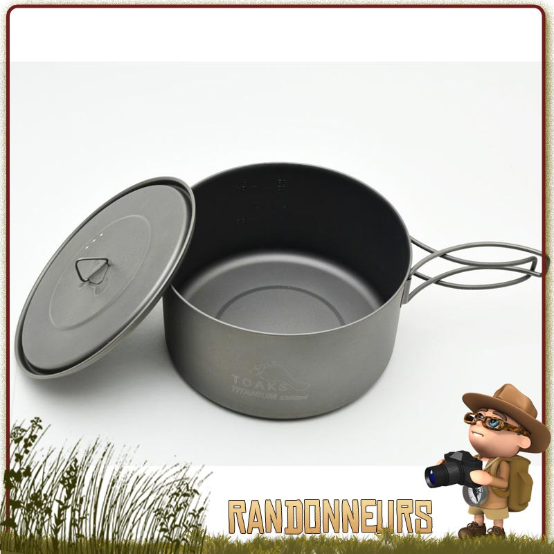 popote Titane 1350ml Toaks casserole en titane ultra léger pour la randonnée ultra light et la marche trek minimaliste