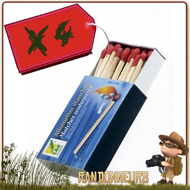 Lot 4 Boites Allumettes Imperméables CAO pour alluler un feu de camp bushcraft survie nature Lot 4 Boites Allumettes Imperméables CAO pour alluler un feu de camp bushcraft survie nature