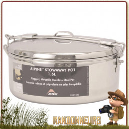 Casserole MSR Alpine Stowaway 47.5 cl en acier inoxydable. Ultra Résistante poignées à charnières pour soulever le couvercle