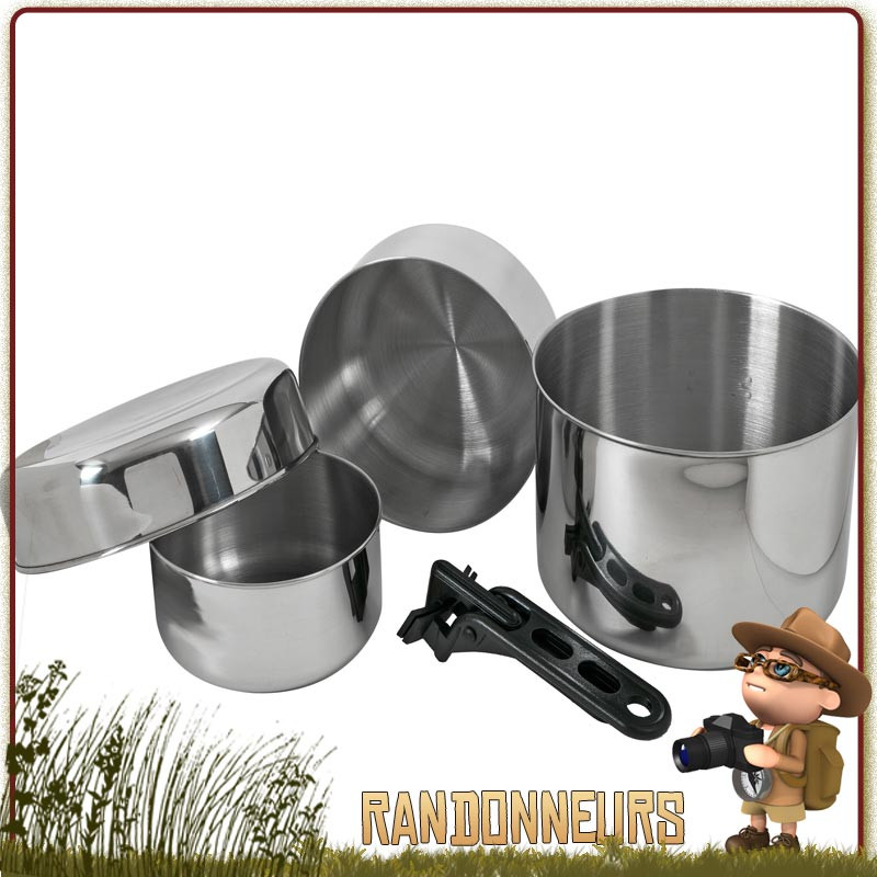 Popote Inox Biwak 3 Relags pour la randonnée et le camping, pour 2 à 4 personnes