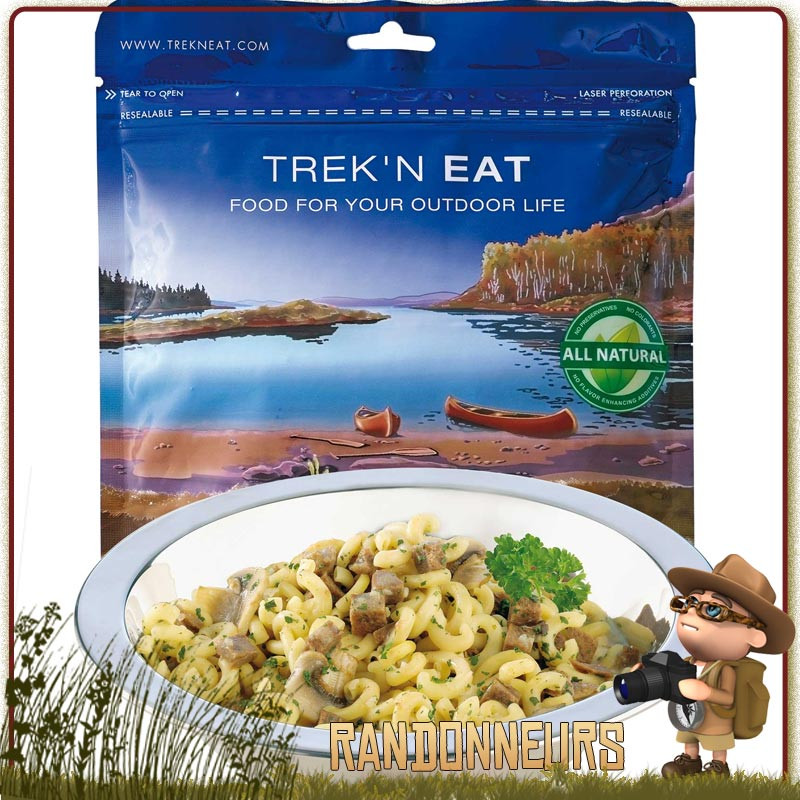 Sachet de Bœuf Chasseur aux Pâtes Trek'n Eat lyophilisé, simple et rapide à préparer