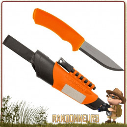 Couteau Survival Bushcraft Morakniv, la qualité d'un couteau Mora avec une lame tranchante inox et pierre à feu firesteel