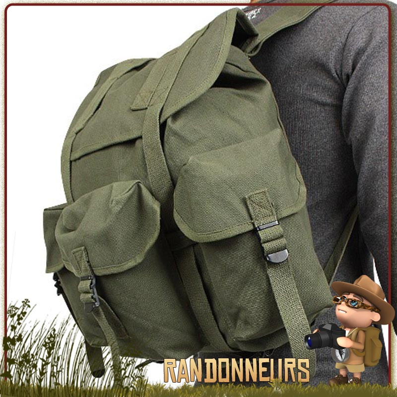 Sac Randonnee Retro Sac Dos randonnée Bushcraft toile coton canvas HeavyWeight olive Rothco