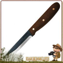 Couteau CONDOR BUSHCRAFT SAPIENS Lame acier 1075 High Carbon de 10 cm noire. Manche bois de noyer. Etui cuir