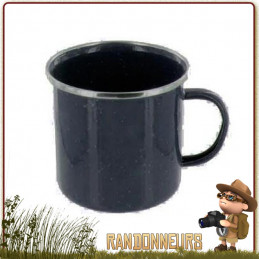 Tasse Tôle Acier Émaillée NOIR Highlander robuste pour un bivouac bushcraft en forêt ou camping nature