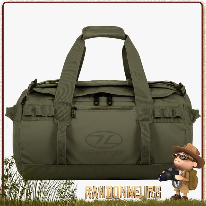 Sac de transport étanche Duffle Bag Storm KitBag 65L 65 litres Vert armée Highlander résistant à l'eau pluie