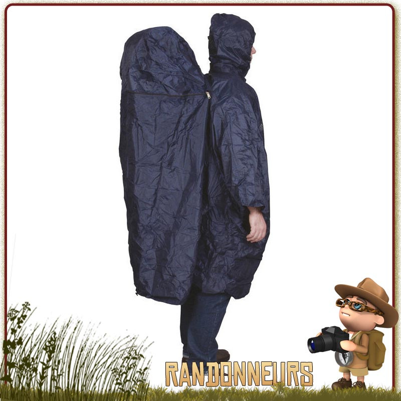 Poncho randonnée Zipper Extension TravelSafe, extension dorsale pour intégrer le sac à dos randonnée légère