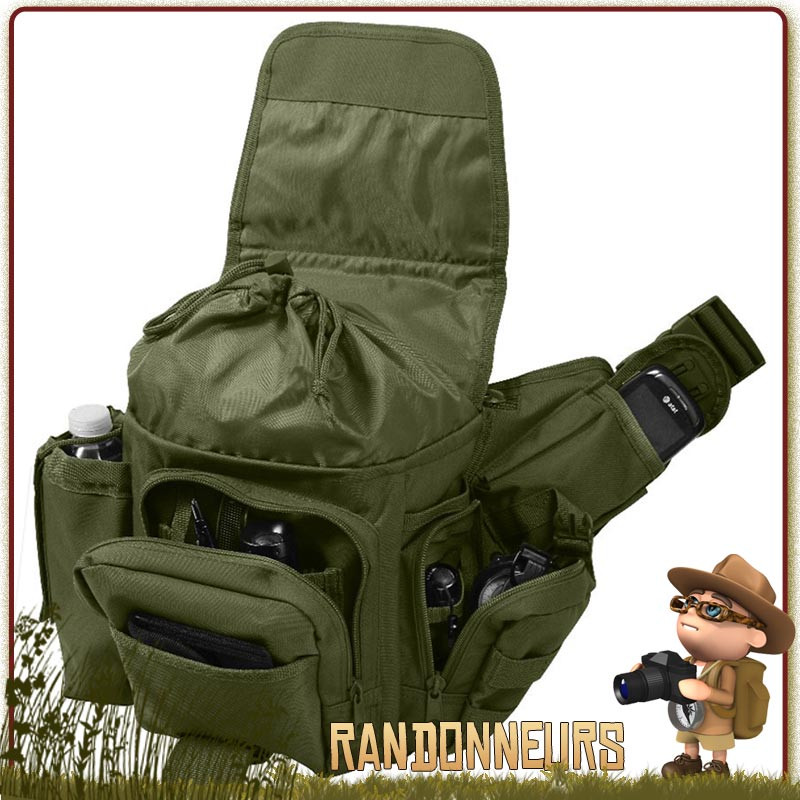 Sac Bandouliere Militaire MOLLE Vert Rothco portage équipement bushcraft survie sur le torse